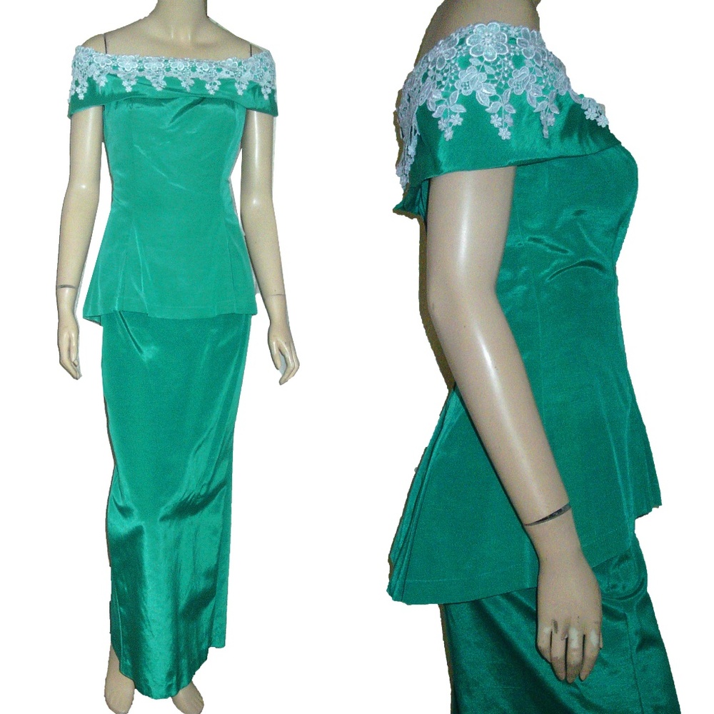 Vntg UNWORN OffShoulder Formal Suit Bust 38 Voile